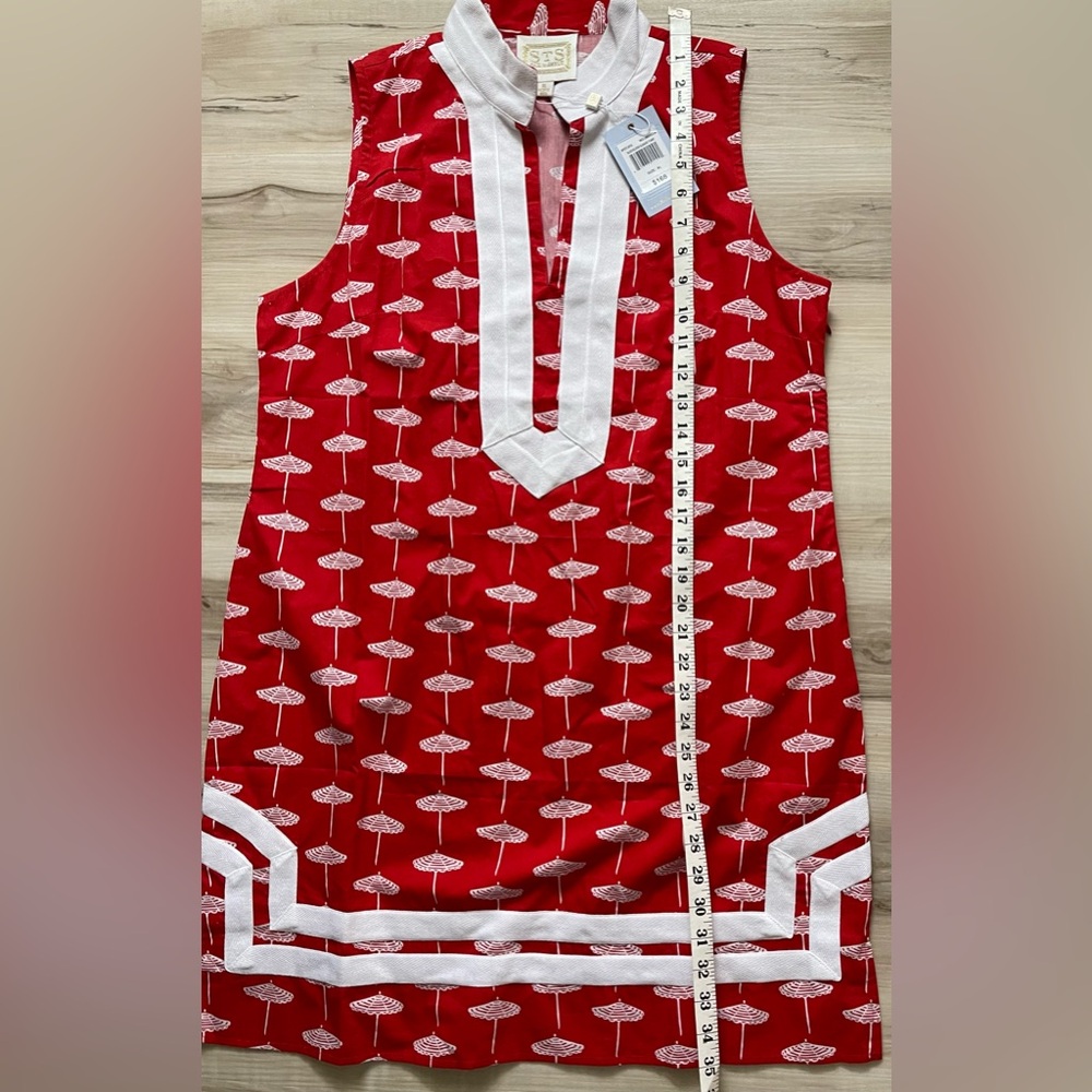 Sail to Sable Red Sleeveless Midi Dress with White Trim NWOT! - Picture 4 of 9